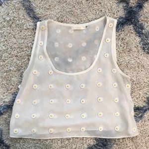 Sheer Millau crop top with daisy beads all over!!